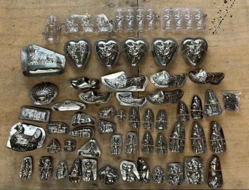Groot lot antieke chocoladevormen in metaal, Antiek en Kunst, Curiosa en Brocante, Ophalen
