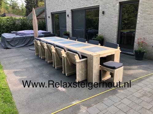 Steigerhout Tuinset tuinmeubelen op maat gratis krukje, Tuin en Terras, Tuintafels, Nieuw, Verzenden