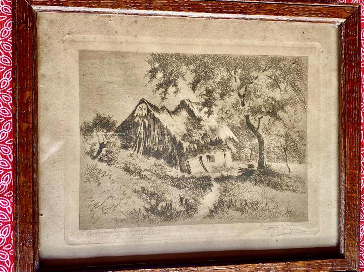 Vintage: Eau - Forte  POL CRAPS ,originale, Antiquités & Art, Art | Eaux-fortes & Gravures, Enlèvement ou Envoi