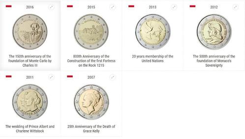 2 euro herdenkingsmunten Monaco, Postzegels en Munten, Munten | Europa | Euromunten, Losse munt, 2 euro, Monaco, Ophalen of Verzenden