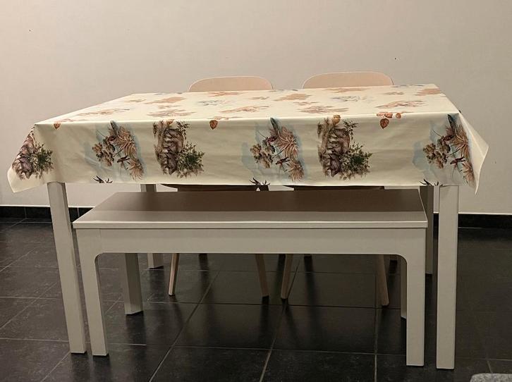 Witte IKEA zitbank - eetkamerbank, Maison & Meubles, Chaises, Utilisé, Deux, Bois, Blanc, Enlèvement