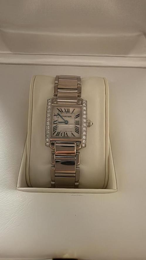 Cartier Tank Française – 18K Witgoud met Diamanten, Handtassen en Accessoires, Horloges | Dames, Zo goed als nieuw, Ophalen