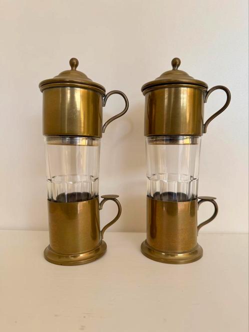 Zeer mooie oude verzilverde/koperen koffie- of theeset, Antiek en Kunst, Curiosa en Brocante, Ophalen