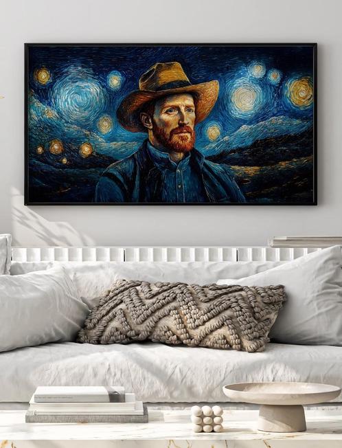 Uniek XXL Glasschilderij | Van Gogh Cosmos - 5 sizes, Huis en Inrichting, Woonaccessoires | Schilderijen, Tekeningen en Foto's