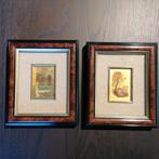 2 KADERTJES met chromolithografie op 23 kt bladgoud, Ophalen, Zo goed als nieuw