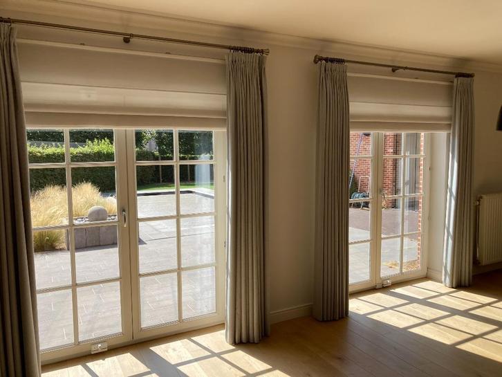 4 grijze gordijnen - all inn – moet dringend weg – 2 setjes, Huis en Inrichting, Stoffering | Gordijnen en Lamellen, Zo goed als nieuw