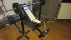 oefenbank met stang en 40 kilo gewichten, Ophalen, Gebruikt
