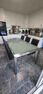 EETTAFEL MET 6 STOELEN, Huis en Inrichting, Ophalen, MODERN, 100 tot 150 cm, 200 cm of meer