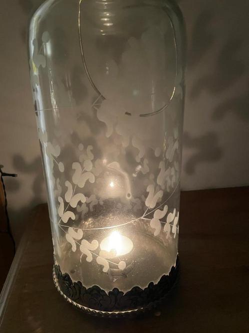 Photophore en verre gravé pour bougies chauffe plat, Huis en Inrichting, Woonaccessoires | Kandelaars en Kaarsen, Zo goed als nieuw