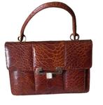 vintage kroko dameshandtas., Gebruikt, B, Ophalen of Verzenden, B