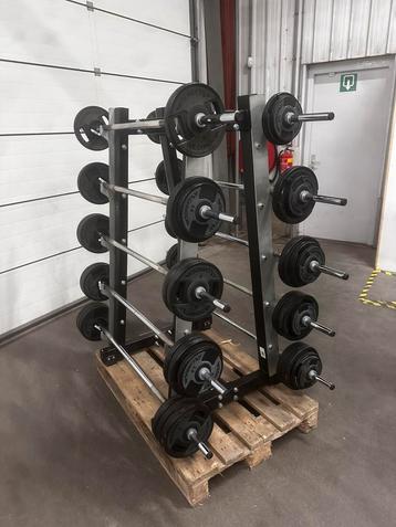 Technogym Vasts Rechte Halterstangen 15kg t/m 37,5kg + Rek beschikbaar voor biedingen