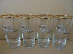 Vintage Bierglazen Extra Pils Piedbœuf bierglas verguld 4x, Verzamelen, Ophalen of Verzenden, Gebruikt, Glas of Glazen, Overige merken