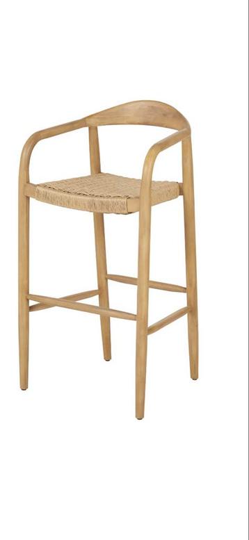 Barstoel van acaciahout en gerecycled gevlochten hars beschikbaar voor biedingen