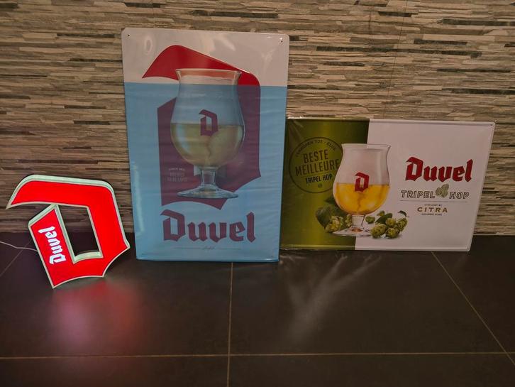 DUVEL borden(metaal) + verlichting niet origineel., Verzamelen, Biermerken, Duvel, Ophalen
