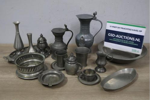 Vintage Collectie van 18-Stuks Tinnen Servies, Antiek en Kunst, Antiek | Tin