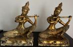 Paar gouden bronzen Boeddhabeelden - Thailand, Antiek en Kunst, Ophalen of Verzenden