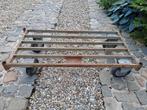 Vintage industriële palletkar / salontafel, Huis en Inrichting, Tafels | Salontafels, Ophalen, Gebruikt