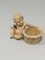 Figurine vintage en forme d'ange avec panier plat décoratif, Enlèvement ou Envoi, Comme neuf, Religion
