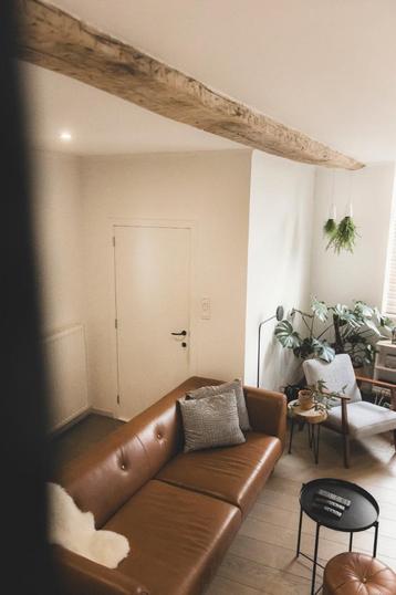 Cognac leren zetel, 200 à 250 cm, Banc droit, Enlèvement, Utilisé