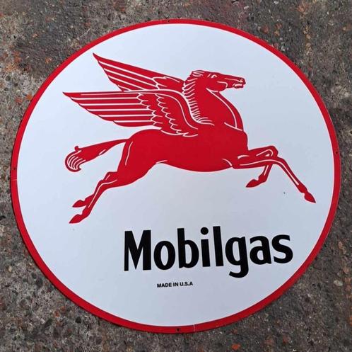 Groot Mobilgas emaillen reclame bord mancave garage showroom, Verzamelen, Merken en Reclamevoorwerpen, Zo goed als nieuw, Reclamebord