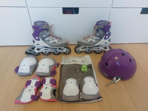 Verstelbare rolschaatsen (maat 35 - 38) + bescherming set, Kinderen en Baby's, Speelgoed | Buiten | Rolschaatsen, Gebruikt, Kinderen