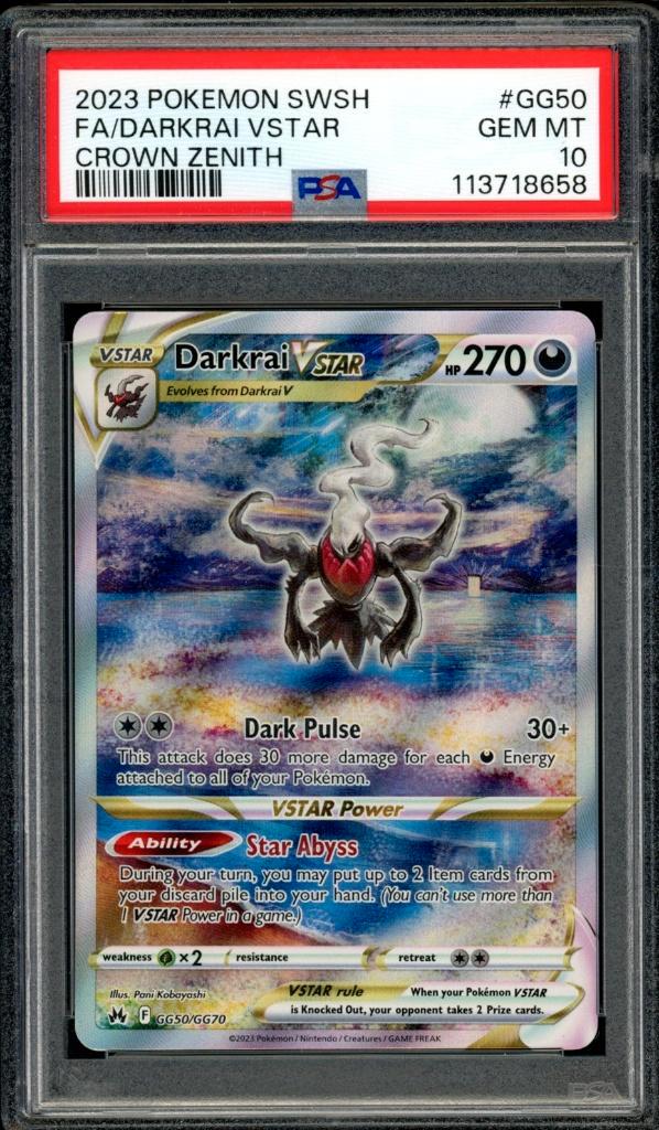 Darkrai VSTAR PSA 10 - GG50/GG70 - Crown Zenith 2023, Hobby en Vrije tijd, Verzamelkaartspellen | Pokémon, Zo goed als nieuw, Losse kaart