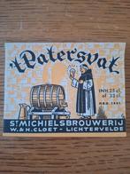 Oud bieretiket 't Patersvat st.Michielsbrouwerij Lichterveld, Verzamelen, Biermerken, Ophalen of Verzenden, Zo goed als nieuw