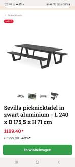 Picknicktafel in zwart aluminum 2,40 x 1,75, Tuin en Terras, Rechthoekig, Zo goed als nieuw, Ophalen, Aluminium