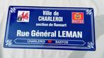 emaille straatnaambord BASTOS rue General Leman Charleroi, Antiek en Kunst, Antiek | Email, Ophalen of Verzenden