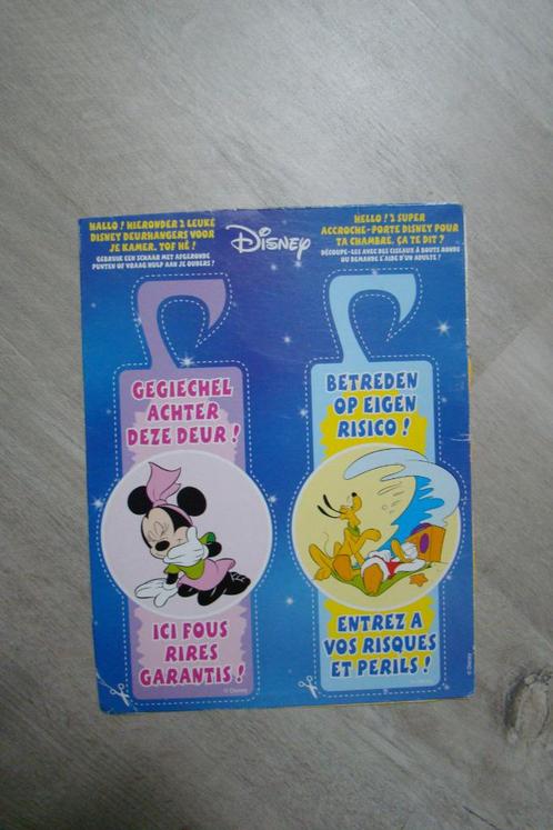 2x deurhanger Minnie Mouse + Donald Duck & Pluto 21,5x9cm, Verzamelen, Disney, Zo goed als nieuw, Papier, Kaart of Schrift, Donald Duck