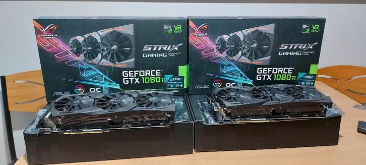 2 stuks ASUS Geforce 1080TI strix 11 GB, Computers en Software, Videokaarten, Zo goed als nieuw, Nvidia, PCI-Express 4.0, GDDR5