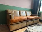 Vintage lederen 3-zit zetel op wieltjes – unieke eyecatcher, Quatre personnes ou plus, Banc droit, Enlèvement, Utilisé