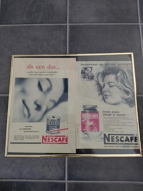 Kader met oude reclame nescafé, Verzamelen, Merken en Reclamevoorwerpen, Ophalen of Verzenden