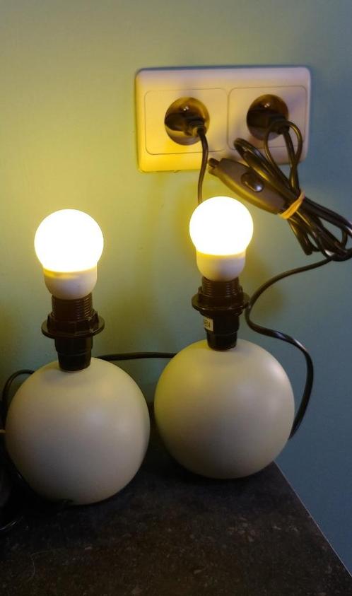 2 Design tafel bollampjes '70ies, Huis en Inrichting, Lampen | Tafellampen, Gebruikt, Minder dan 50 cm, Overige materialen, Ophalen of Verzenden