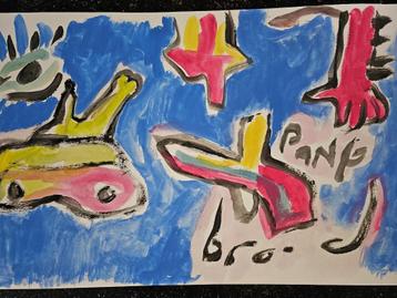 Herman Brood, œuvre unique, dessin acrylique signé sur papie