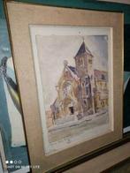 aquarelle eglise signe harry elstrom, Antiek en Kunst, Ophalen of Verzenden