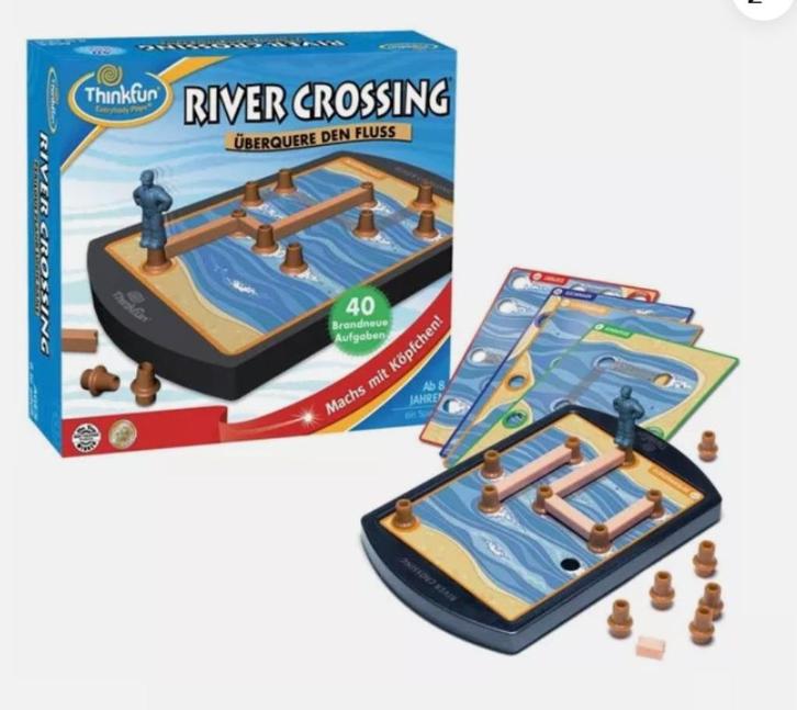 Denkspel River Crossing, Hobby en Vrije tijd, Gezelschapsspellen | Bordspellen, Zo goed als nieuw, Een of twee spelers, Ophalen of Verzenden