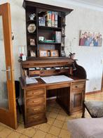 Massieve eiken secretaire met rolluik en opzetkast, Ophalen