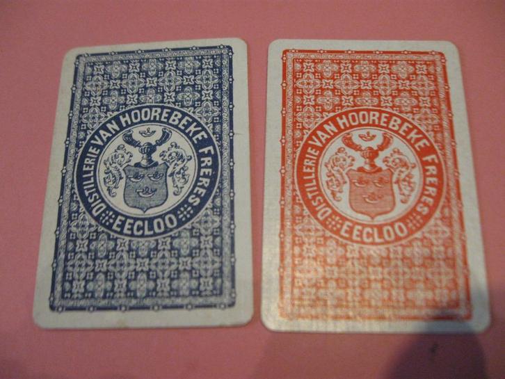 2 oude speelkaarten Van Hoorebeke , Eecloo (227), Verzamelen, Speelkaarten, Jokers en Kwartetten, Zo goed als nieuw, Speelkaart(en)