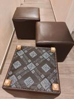 poef 3 stuks echt leder, belgisch makelij : mobitec !, Huis en Inrichting, Zetels | Voetbanken en poefs, Ophalen, Vierkant, Leer