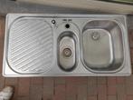 Franke dubbele spoelbak in inox, Ophalen, Gebruikt, 100 tot 150 cm