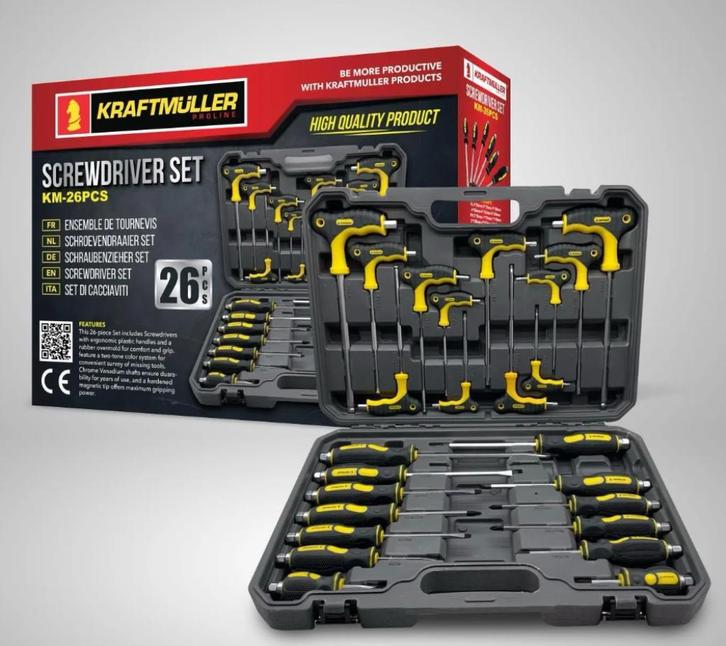 Coffret de 26 tournevis KRAFTMULLER, Auto diversen, Autogereedschap, Nieuw, Ophalen