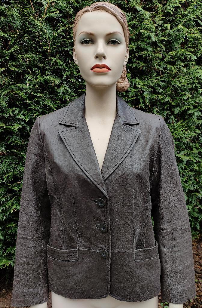 Leren Blazer Medium, Kleding | Dames, Jasjes, Kostuums en Pakken, Nieuw, Jasje, Maat 38/40 (M), Bruin, Ophalen of Verzenden