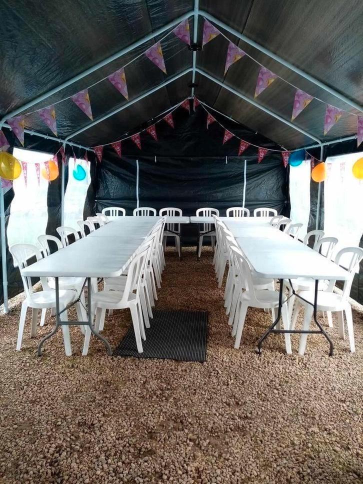 Partytent 4 op 8 grijs te huur 120 per dag,reserveer tijdig, Tuin en Terras, Partytenten, Nieuw, Partytent, 2 meter of meer, 8 meter of meer