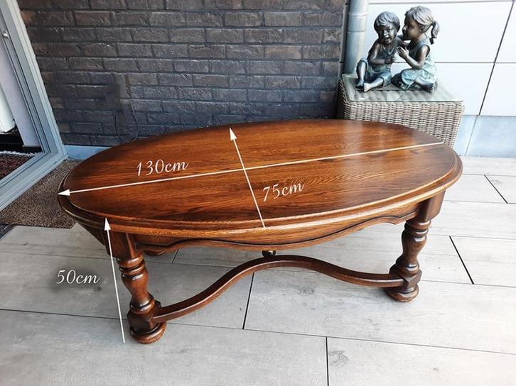 SALONTAFEL EIK OVAAL, Huis en Inrichting, Tafels | Salontafels, Zo goed als nieuw, 50 tot 75 cm, 50 tot 100 cm, 100 tot 150 cm