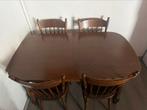 Eettafel + stoellen 4-6 personen eik, Ophalen, Antik, Eikenhout, 50 tot 100 cm