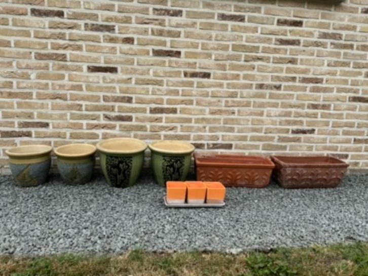 Bloempotten., Tuin en Terras, Bloempotten, Gebruikt, Terracotta, Balkon, Tuin, 25 tot 40 cm, Rechthoekig, Ophalen