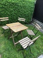 quatr4 chaises en bois metal pliable  et table pliable, Jardin & Terrasse, Comme neuf, Bois, Enlèvement