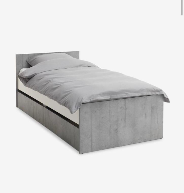 Lit et matelas neuf, Maison & Meubles, Chambre à coucher | Lits, Neuf, Une personne, 90 cm, 200 cm, Bois, Gris, Enlèvement