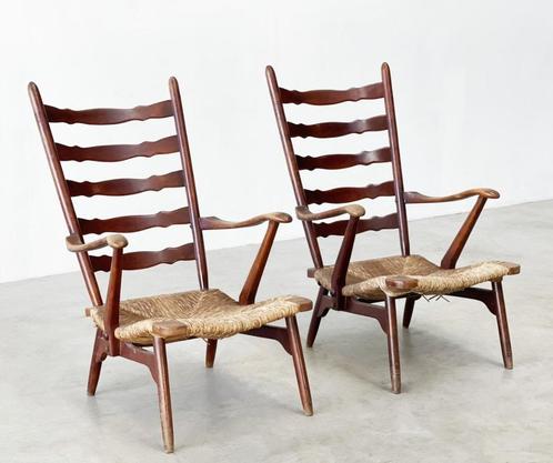 Set twee Scandinavische Mid-Century Stoelen Ongerestaureerd, Antiek en Kunst, Antiek | Meubels | Stoelen en Sofa's, Ophalen